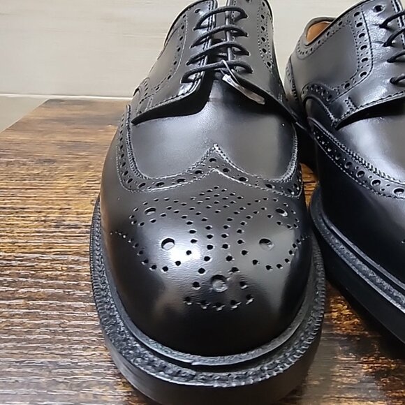 Polo Ralph Lauren Brenton Men’s 8.5 Black Leather Wingtip Oxfords New Condition main image 14